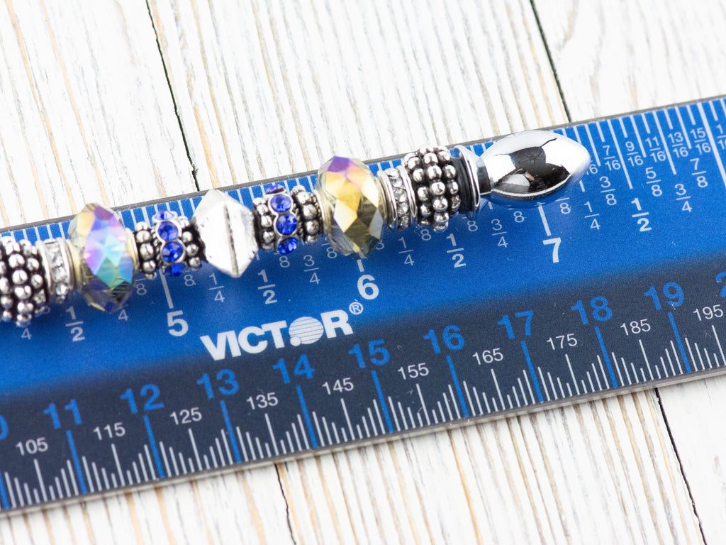 Blue Shale Glass Beaded Silver Letter Opener • Paper Knife • Desk Accessory