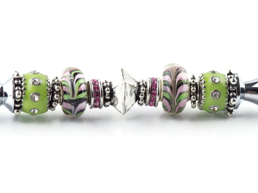 Lime and Pink Lemonade Glass Beaded Silver Letter Opener • Paper Knife • Desk Accessory
