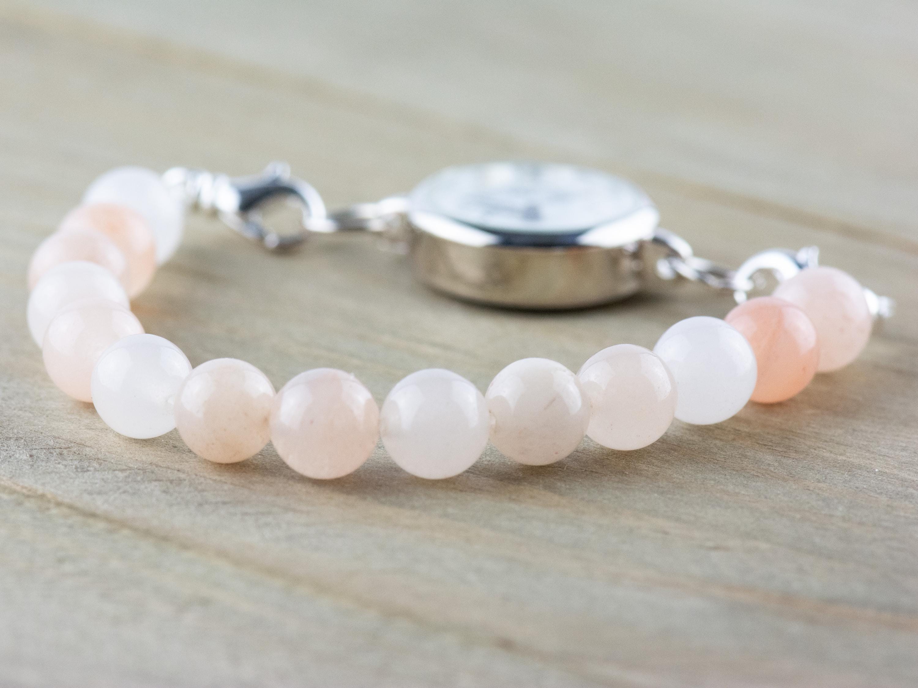 Pink Aventurine Stretch Beaded Watch Band, Medical Alert Bracelet, Single Strand, Interchangeable, Handmade Jewelry