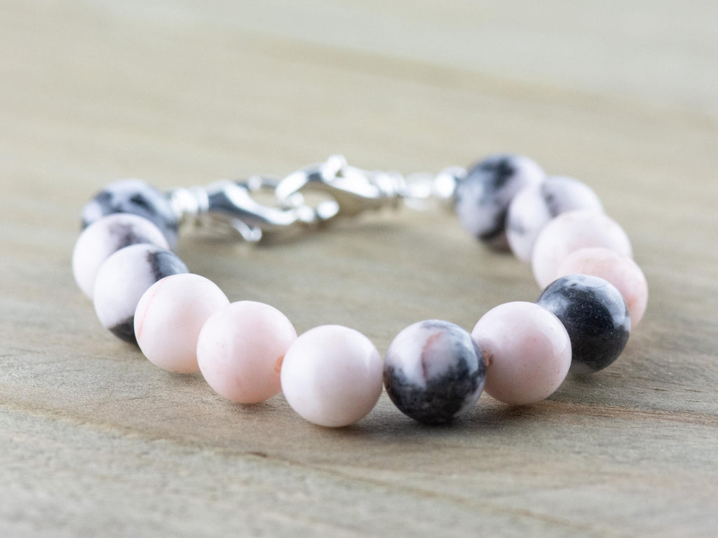 Desert Pink Marble Stretch Beaded Watch Band, Medical Alert Bracelet, Single Strand, Interchangeable, Handmade Jewelry