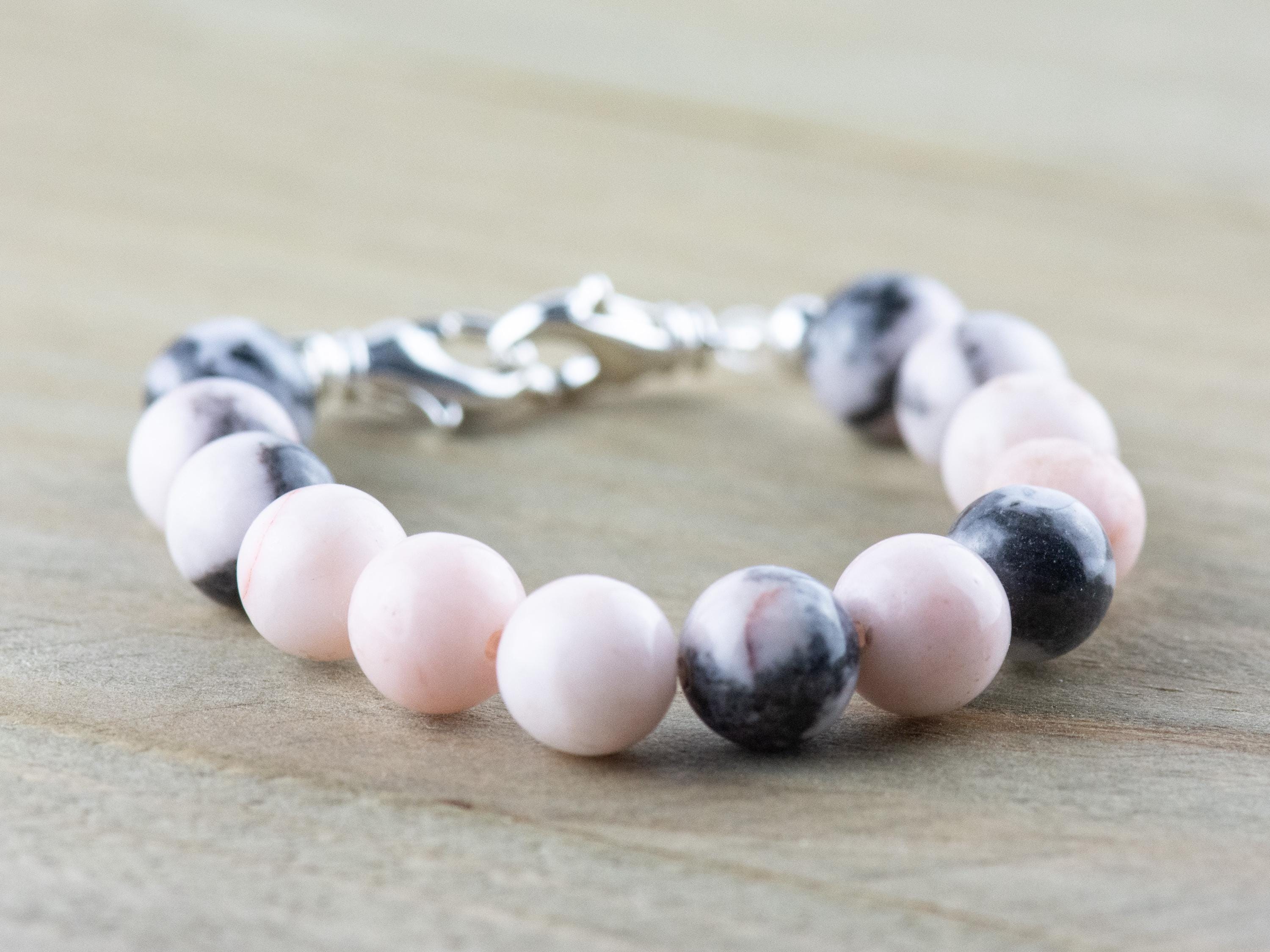 Desert Pink Marble Stretch Beaded Watch Band, Medical Alert Bracelet, Single Strand, Interchangeable, Handmade Jewelry