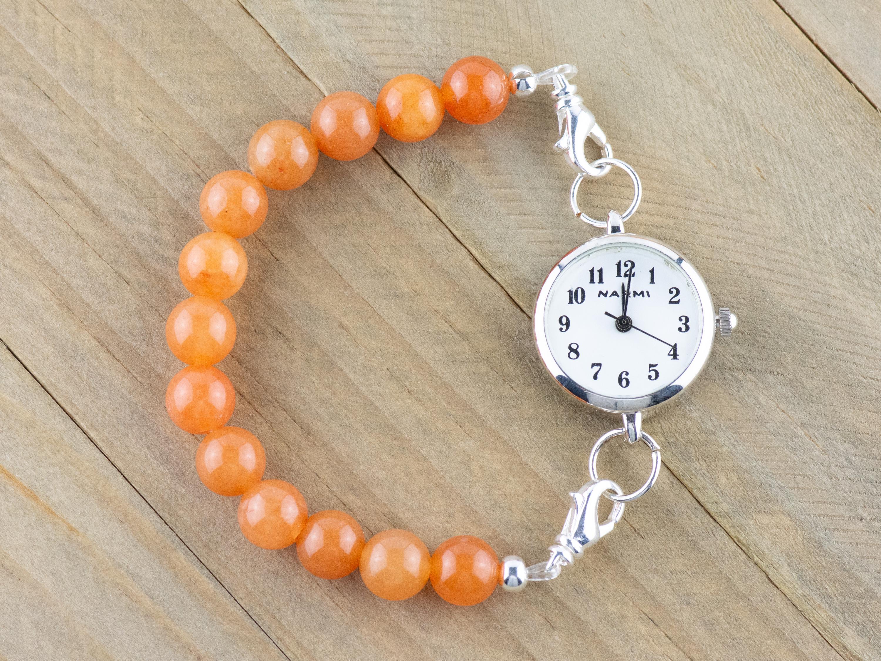Red Aventurine Stretch Beaded Watch Band, Medical Alert Bracelet, Single Strand, Interchangeable, Handmade Jewelry
