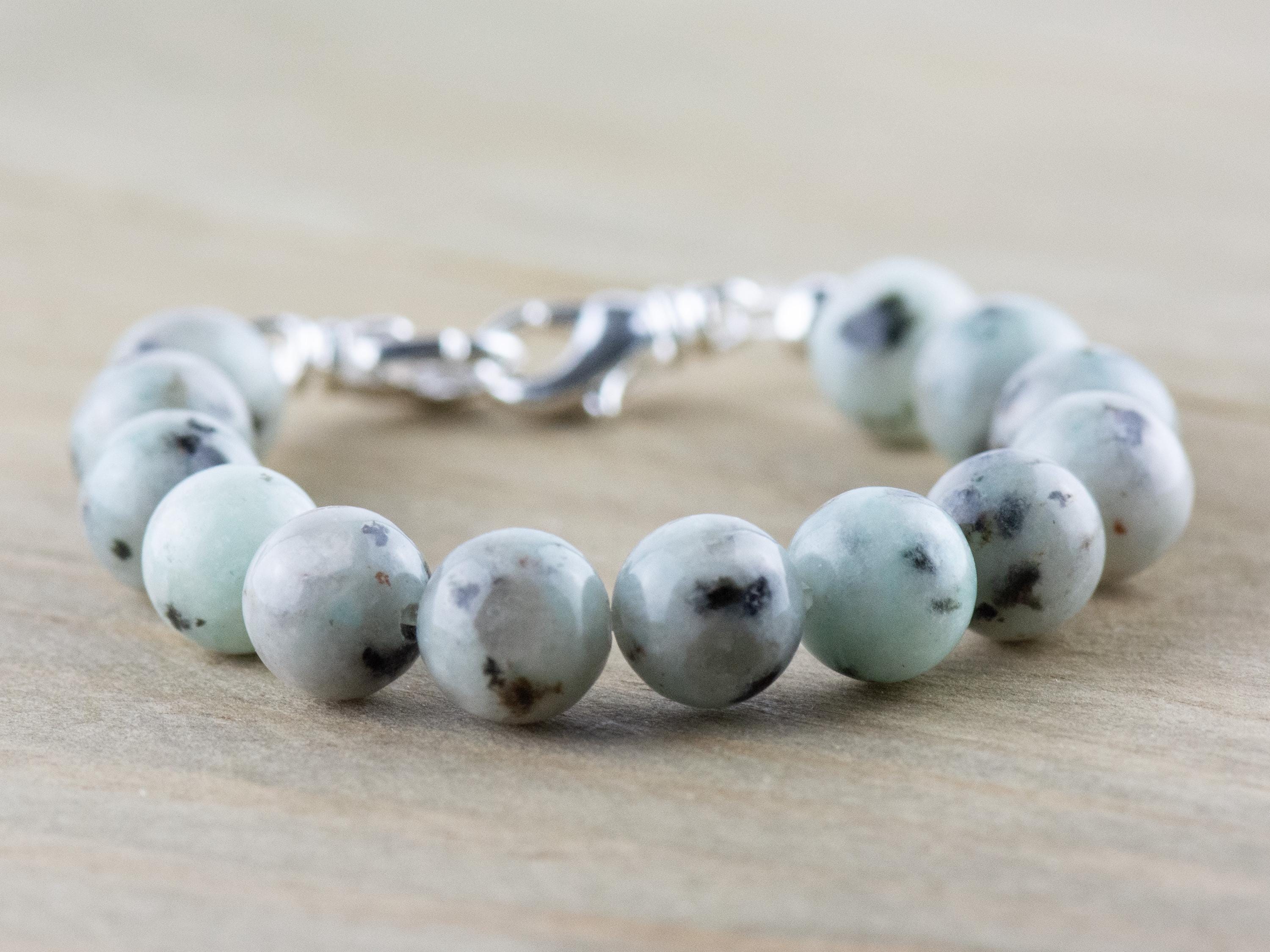 Kiwi Sesame Jasper Stretch Beaded Watch Band, Medical Alert Bracelet, Single Strand, Interchangeable, Handmade Jewelry