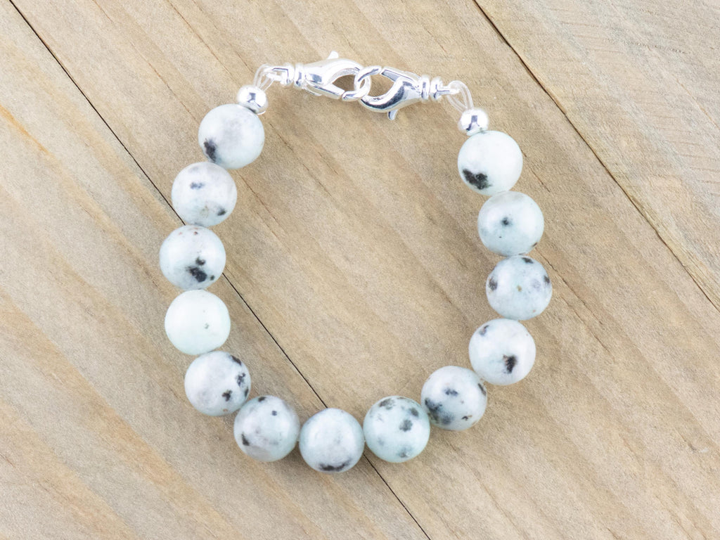 Kiwi Sesame Jasper Stretch Beaded Watch Band, Medical Alert Bracelet, Single Strand, Interchangeable, Handmade Jewelry