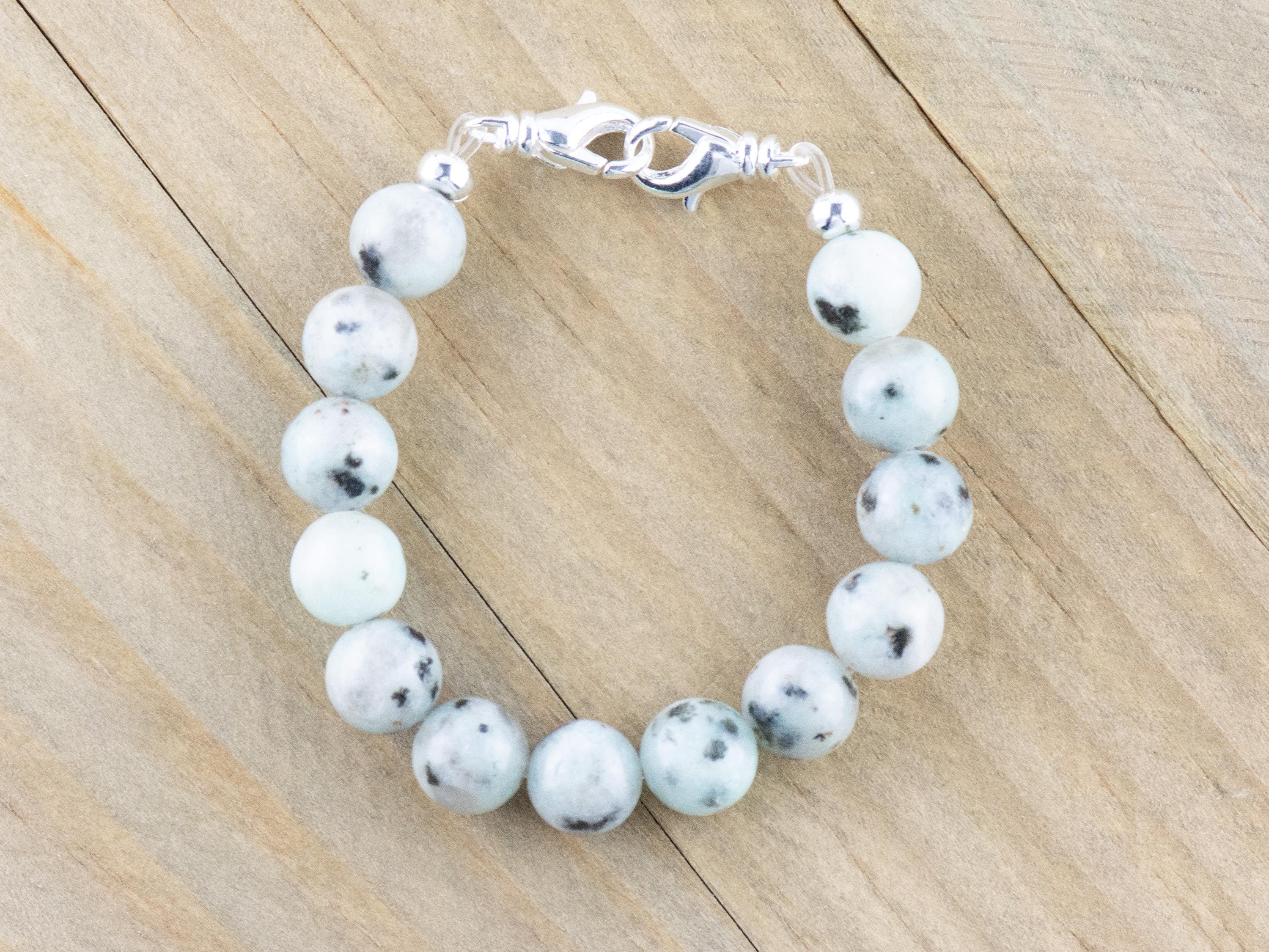 Kiwi Sesame Jasper Stretch Beaded Watch Band, Medical Alert Bracelet, Single Strand, Interchangeable, Handmade Jewelry