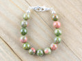 Unakite Stretch Beaded Watch Band, Medical Alert Bracelet, Single Strand, Interchangeable, Handmade Jewelry