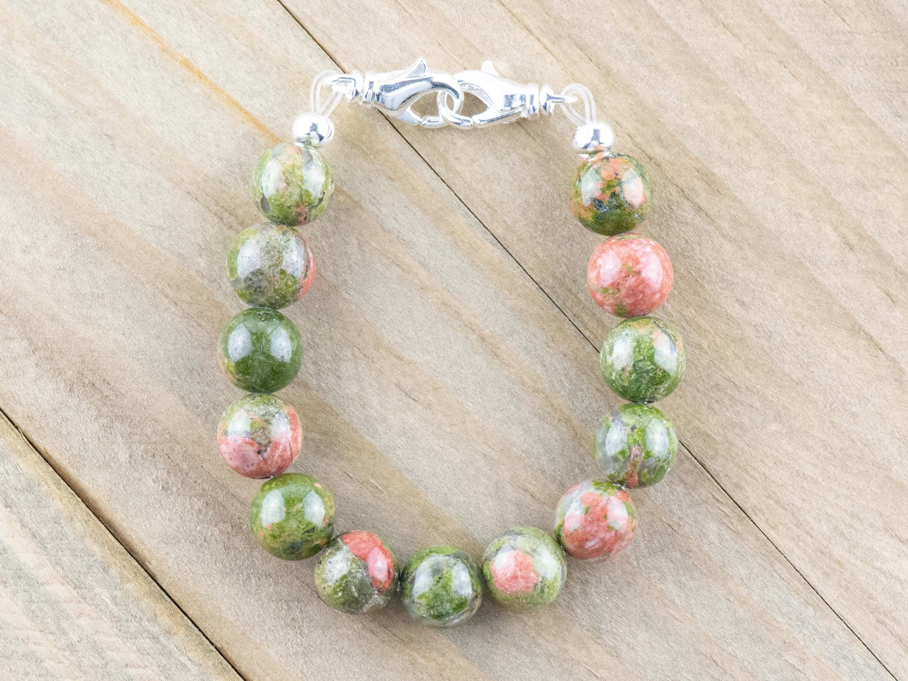 Unakite Stretch Beaded Watch Band, Medical Alert Bracelet, Single Strand, Interchangeable, Handmade Jewelry