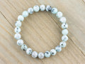 Kiwi Jasper Smooth Round Beaded Stretch Bracelet, Simple Unisex Semi-Precious Stone Jewelry, Handmade Natural Gemstone Fashion Accessories