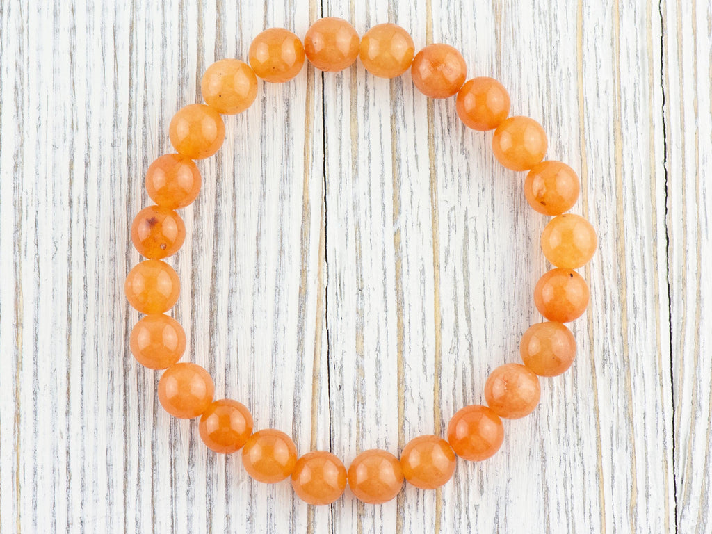 Red Aventurine Smooth Round Beaded Stretch Bracelet, Unisex Semi-Precious Stone Jewelry, Handmade Natural Gemstone Fashion Accessories