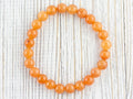 Red Aventurine Smooth Round Beaded Stretch Bracelet, Unisex Semi-Precious Stone Jewelry, Handmade Natural Gemstone Fashion Accessories