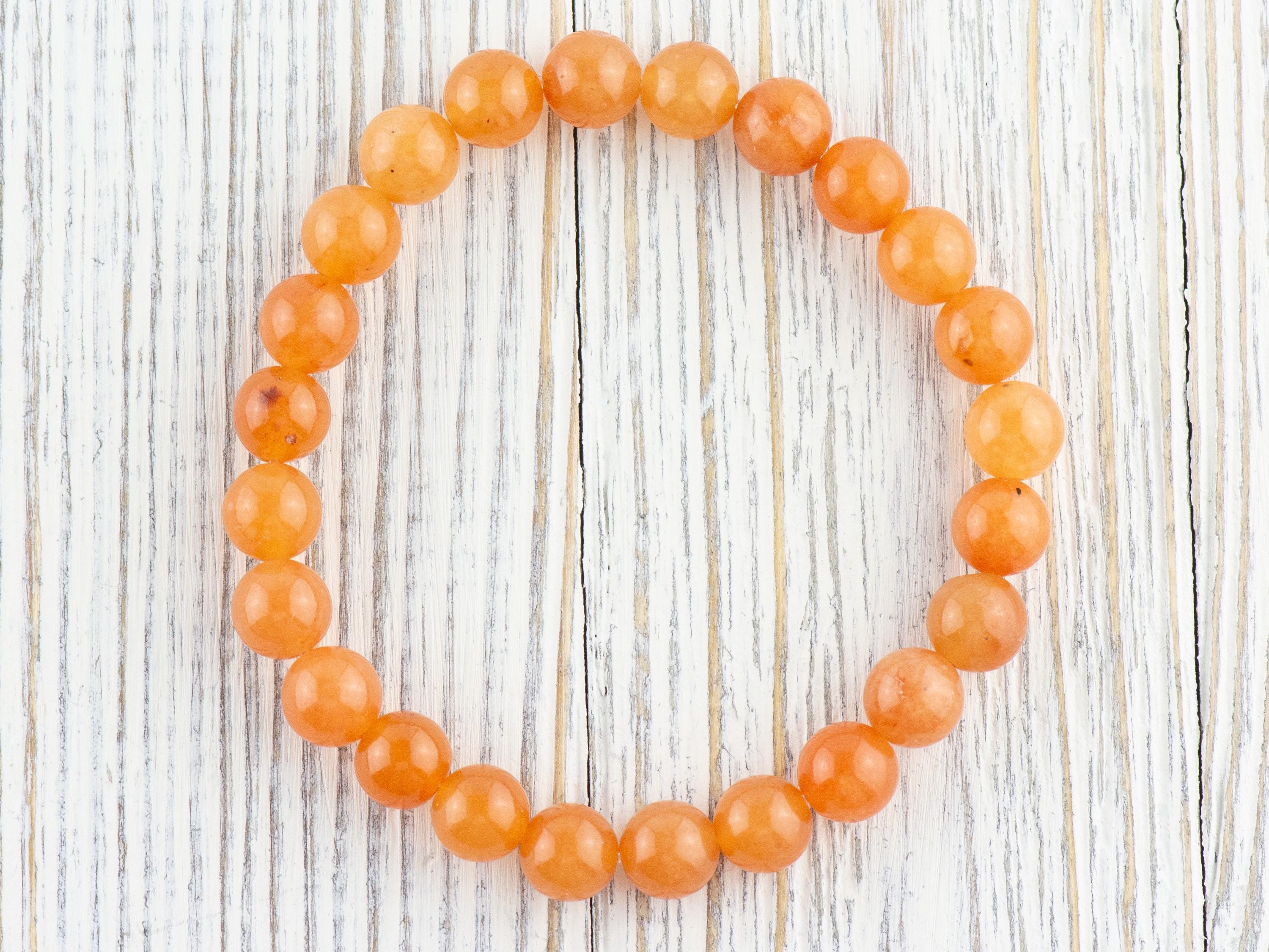 Red Aventurine Smooth Round Beaded Stretch Bracelet, Unisex Semi-Precious Stone Jewelry, Handmade Natural Gemstone Fashion Accessories