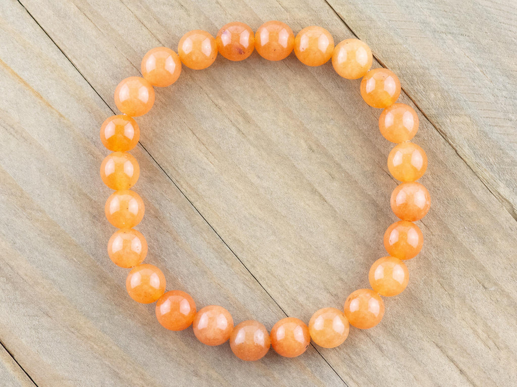 Red Aventurine Smooth Round Beaded Stretch Bracelet, Unisex Semi-Precious Stone Jewelry, Handmade Natural Gemstone Fashion Accessories