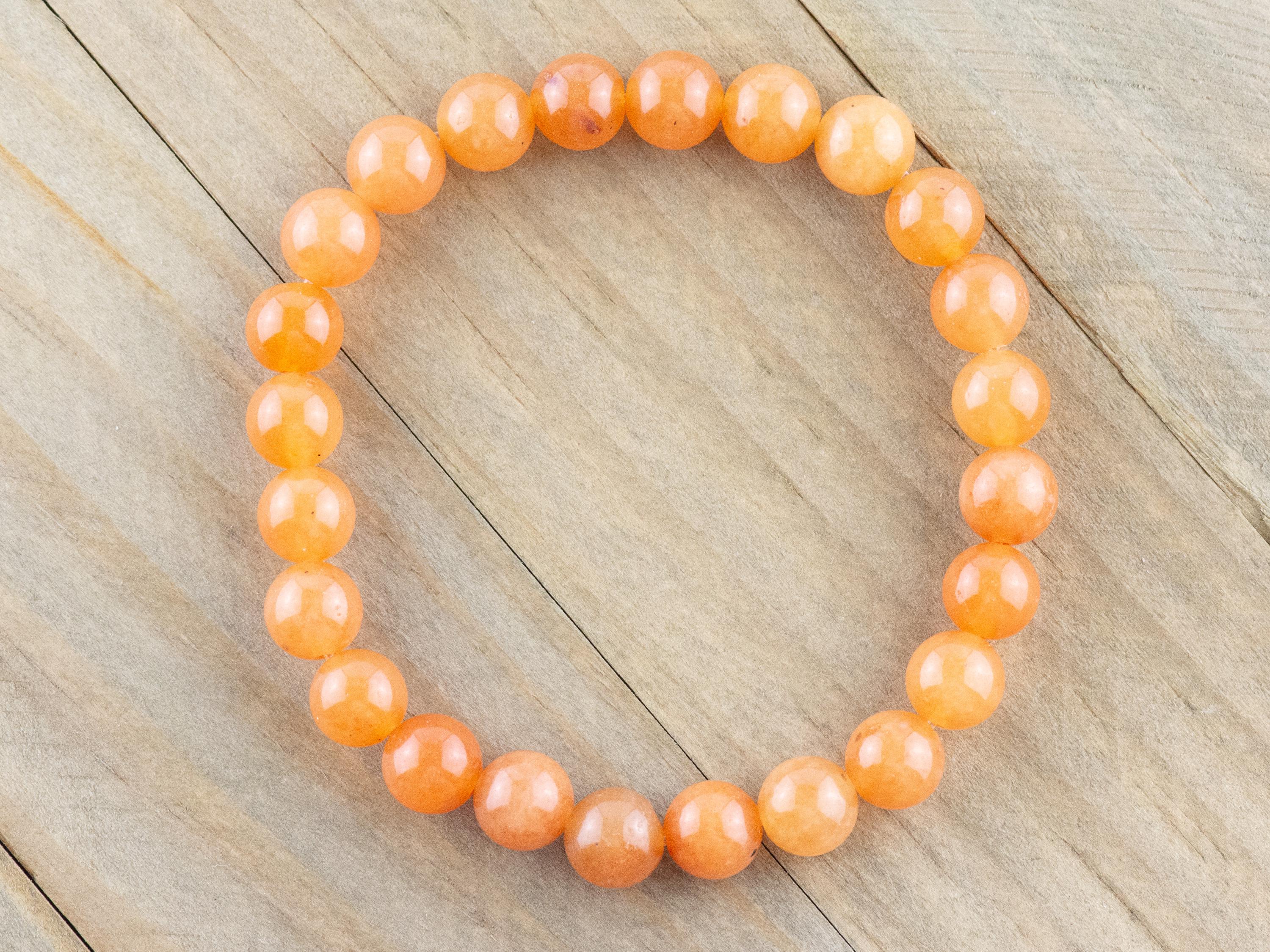 Red Aventurine Smooth Round Beaded Stretch Bracelet, Unisex Semi-Precious Stone Jewelry, Handmade Natural Gemstone Fashion Accessories