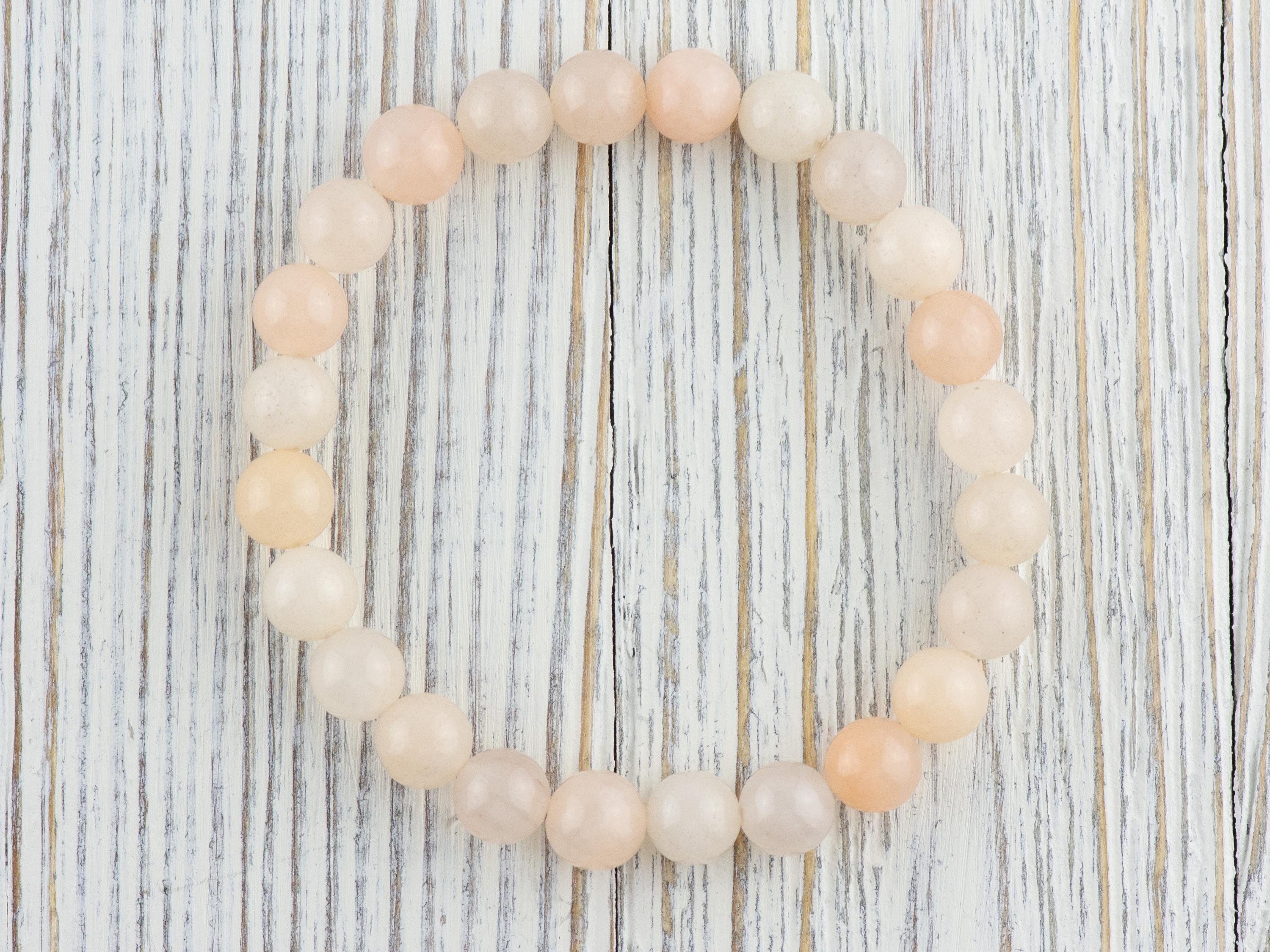 Pink Aventurine Smooth Round Beaded Stretch Bracelet, Unisex Semi-Precious Stone Jewelry, Handmade Natural Gemstone Fashion Accessories