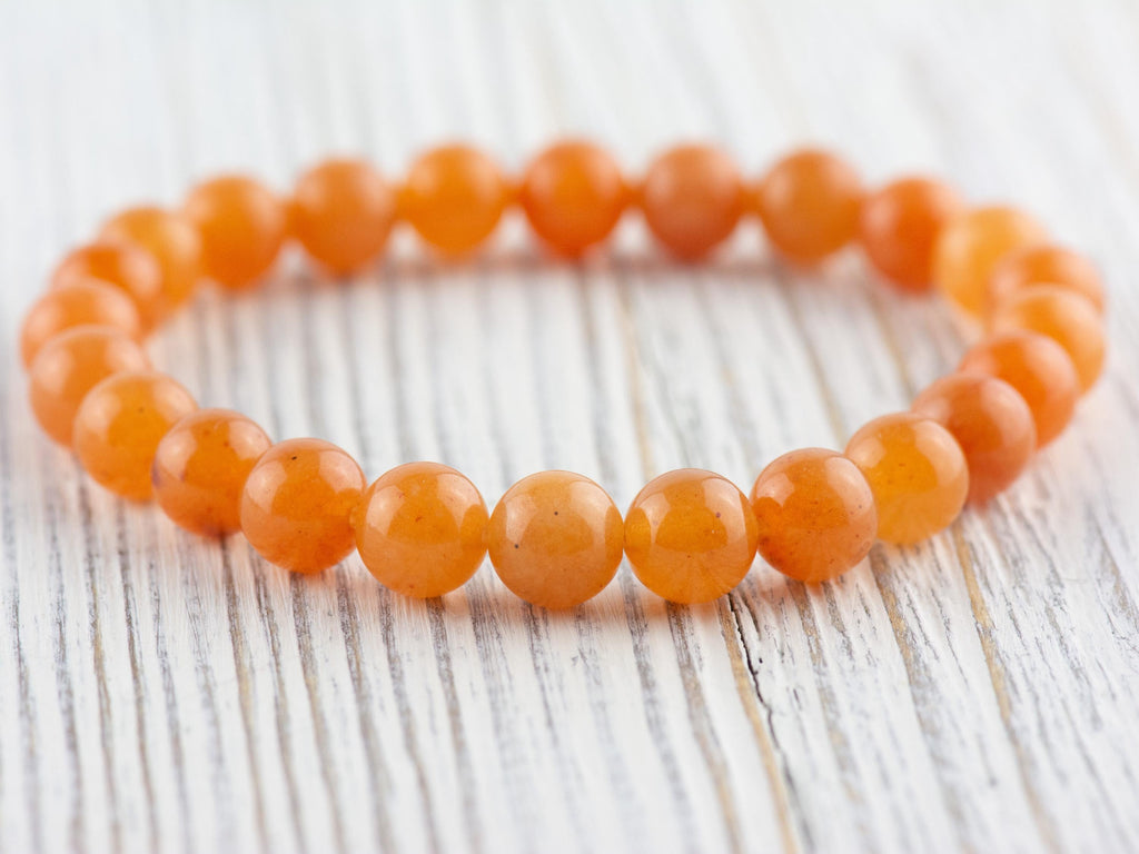 Red Aventurine Smooth Round Beaded Stretch Bracelet, Unisex Semi-Precious Stone Jewelry, Handmade Natural Gemstone Fashion Accessories