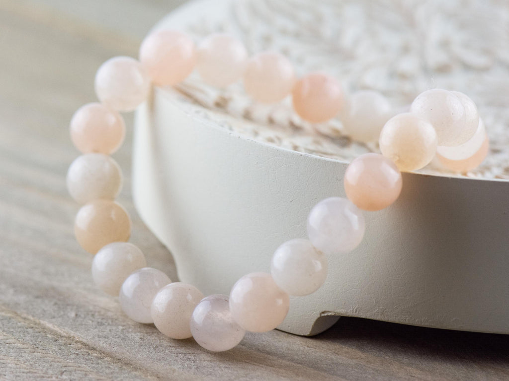 Pink Aventurine Smooth Round Beaded Stretch Bracelet, Unisex Semi-Precious Stone Jewelry, Handmade Natural Gemstone Fashion Accessories