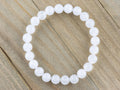 Snow Quartz Smooth Round Beaded Stretch Bracelet, Simple Unisex Semi-Precious Stone Jewelry, Handmade Natural Gemstone Fashion Accessories