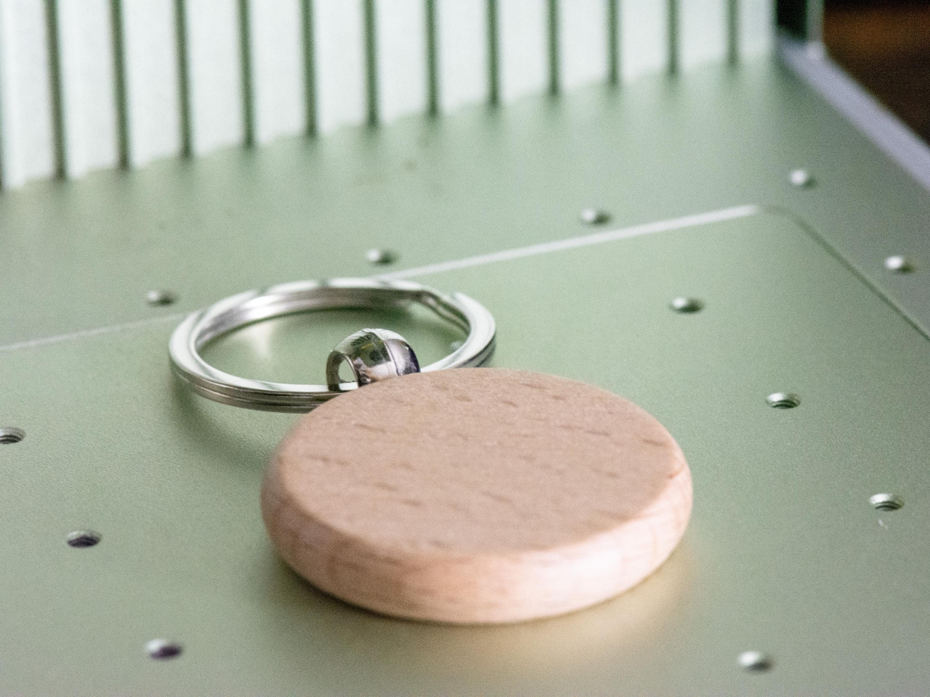 Thankful, Grateful, Blessed Natural Wood Keychain • Laser-Engraved Stainless Steel Keyring • Double-Sided