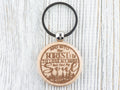 Into the Forest I Go Natural Wood Keychain • Laser-Engraved Stainless Steel Keyring • Double-Sided