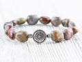 Ocean Jasper Gemstone Beaded Stretch Bracelet • Nature Inspired Handmade Semiprecious Jewelry • Stackable Smooth Stone Fashion Accessory