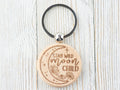 Moon Inspirational Quotes Natural Wood Keychain • Laser-Engraved Stainless Steel Keyring • Double-Sided