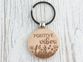 Inspirational Quotes Natural Wood Keychain • Laser-Engraved Stainless Steel Keyring • Double-Sided