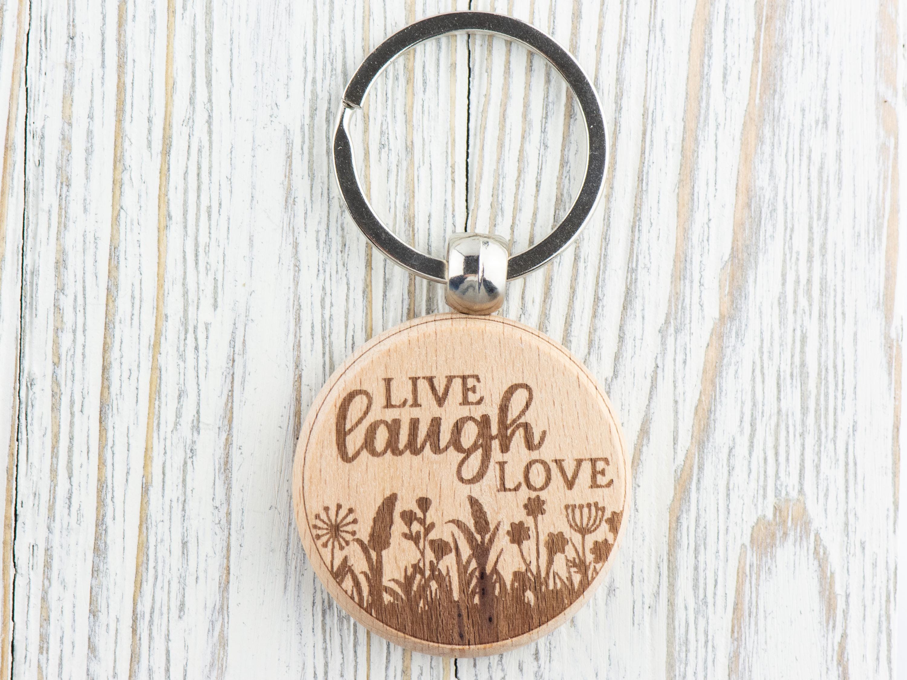Inspirational Quotes Natural Wood Keychain • Laser-Engraved Stainless Steel Keyring • Double-Sided