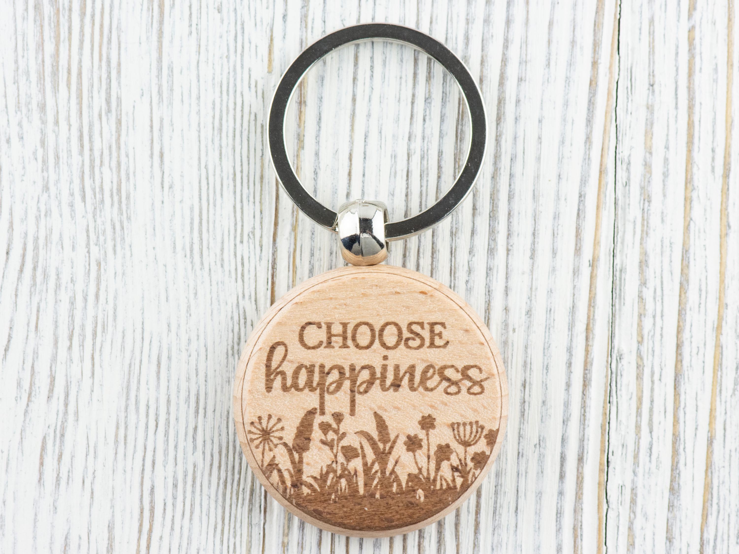 Inspirational Quotes Natural Wood Keychain • Laser-Engraved Stainless Steel Keyring • Double-Sided