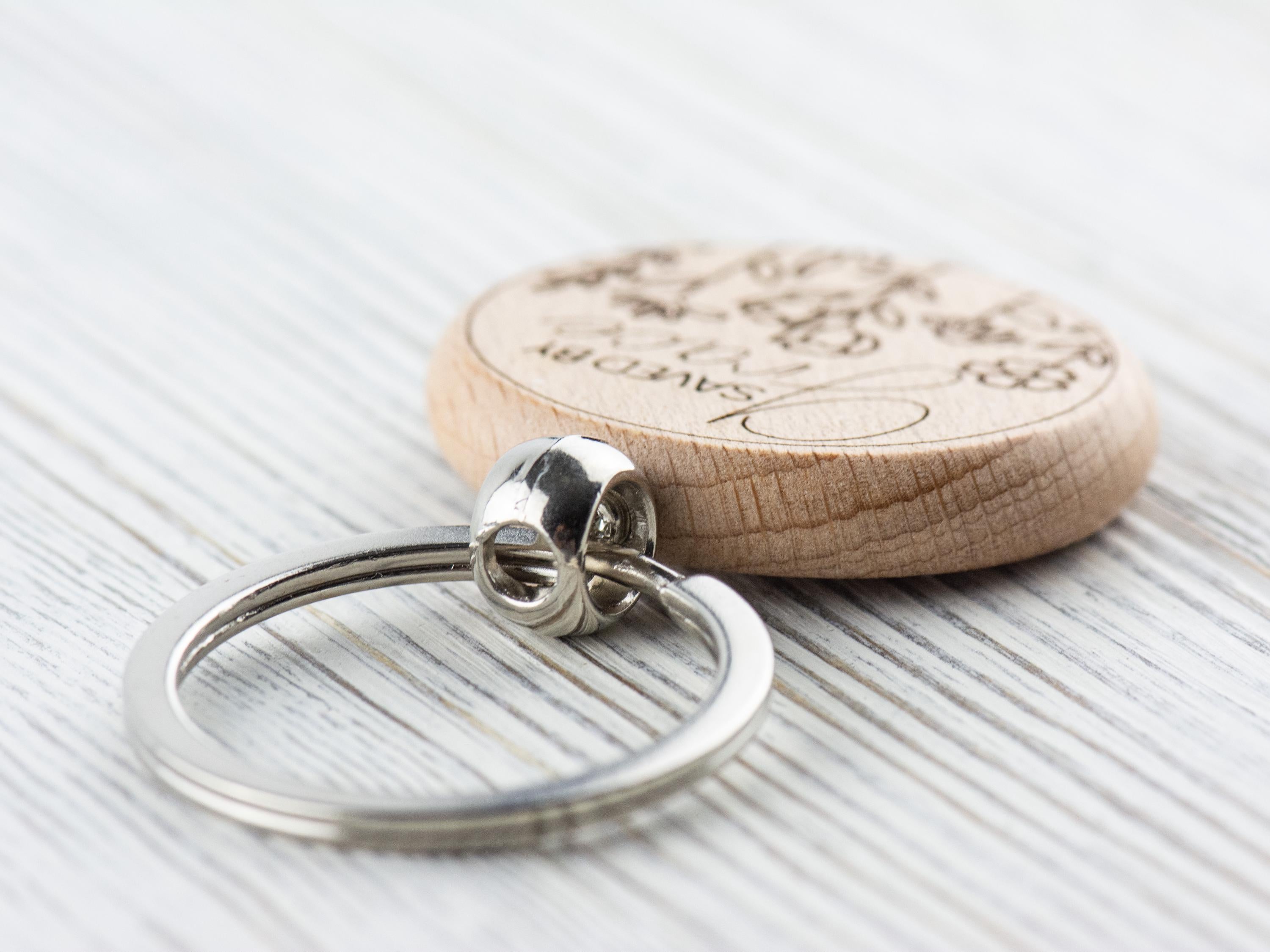 Saved by Grace Natural Wood Keychain • Laser-Engraved Stainless Steel Keyring • Double-Sided
