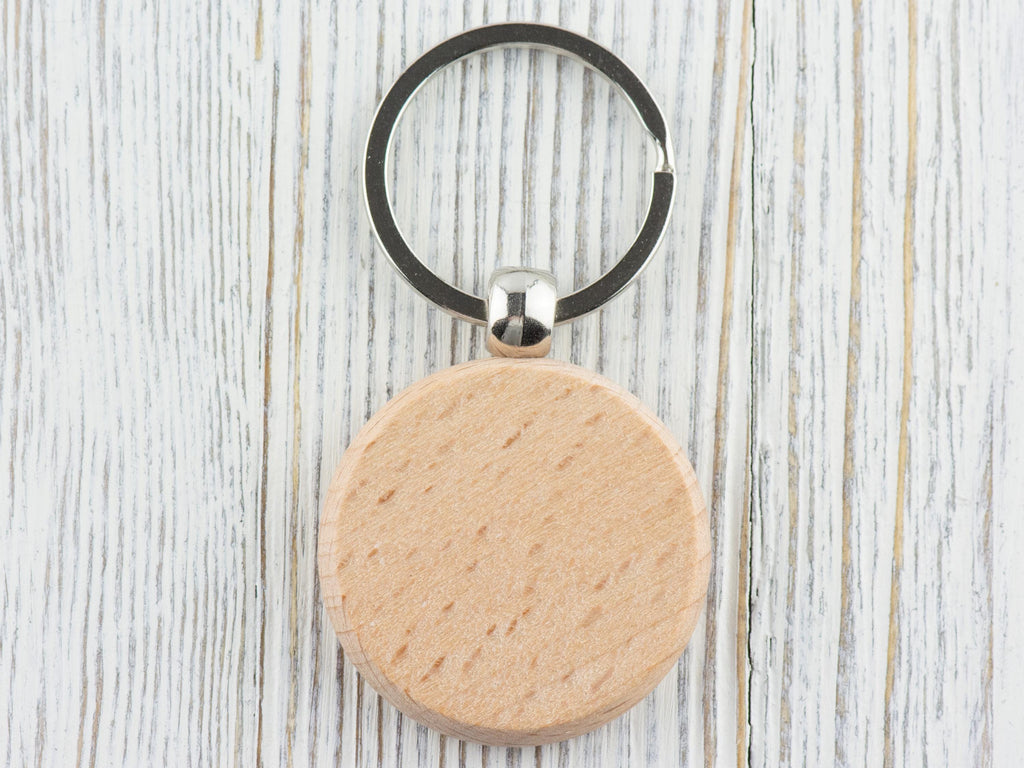 Thankful, Grateful, Blessed Natural Wood Keychain • Laser-Engraved Stainless Steel Keyring • Double-Sided