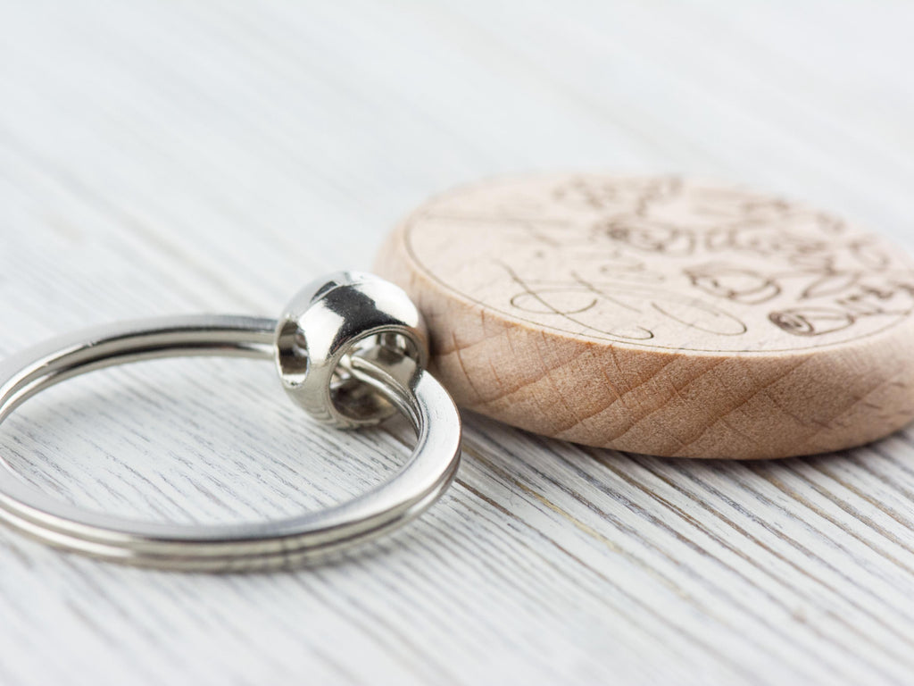 Faith Inspirational Natural Wood Keychain • Laser-Engraved Stainless Steel Keyring • Double-Sided