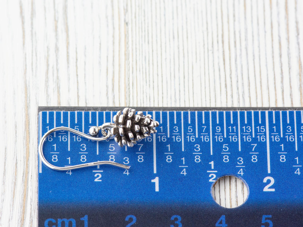 Pine Cone .925 Sterling Silver Charm Earrings • Nature-Inspired Woodsy Jewelry • Cute Outdoorsy Earrings • Rustic Minimalist Style