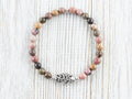 Rhodonite Gemstone Beaded Stretch Bracelet / Nature Inspired Handmade Semiprecious Jewelry / Stackable Smooth Round Stone Fashion Accessory