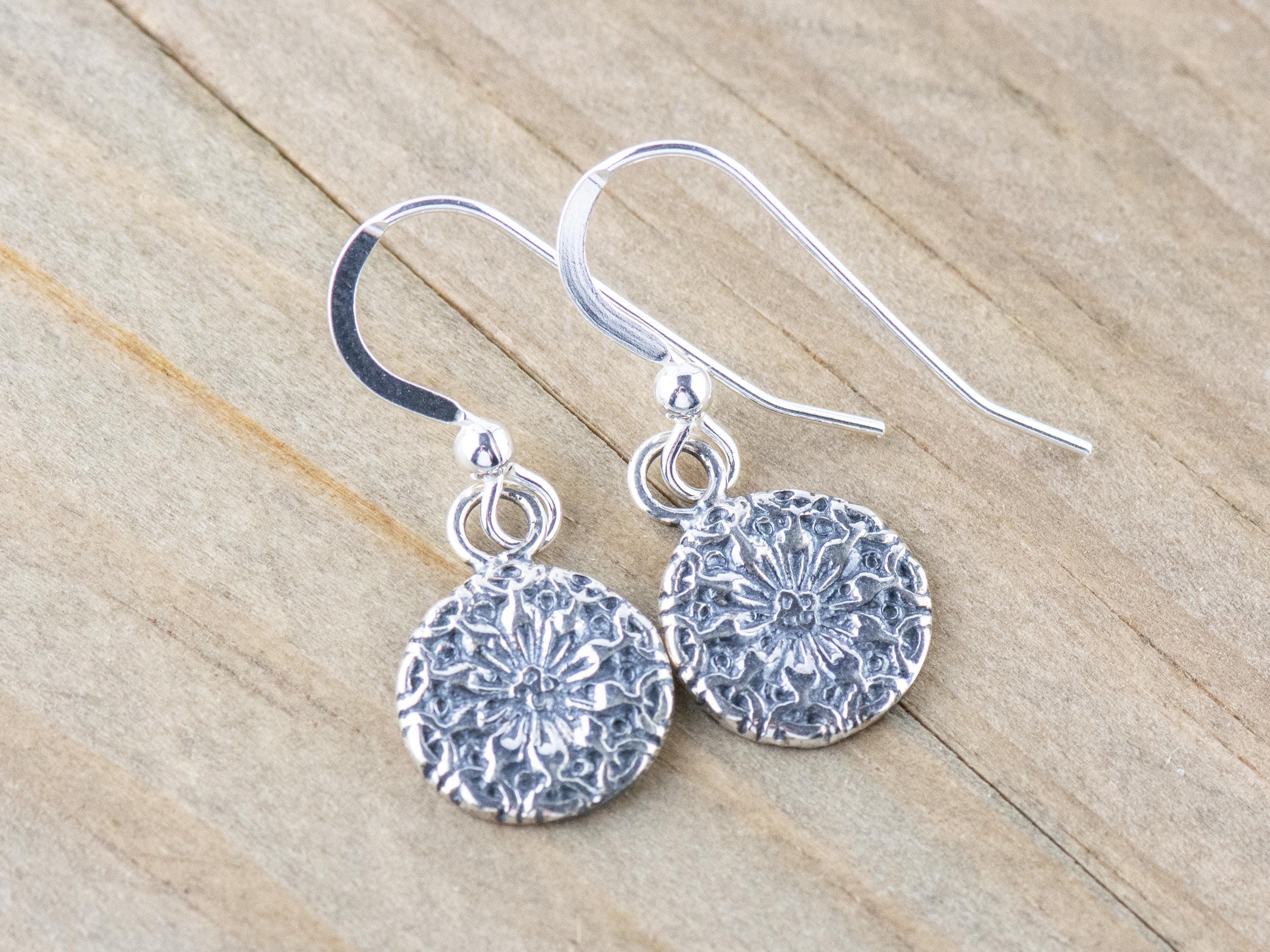 Sunflower Charm Sterling Silver Flower Earrings • Nature Themed Boho Minimalist Jewelry • Hypoallergenic Shiny .925 Cute Dainty Earrings