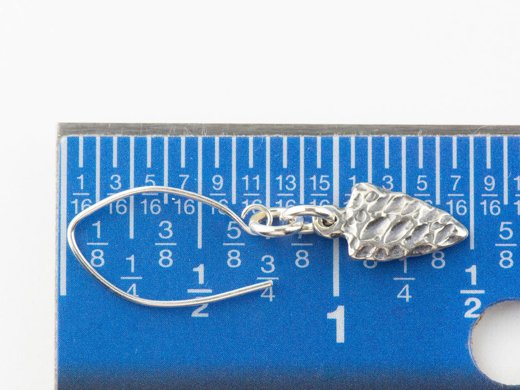 Arrowhead .925 Sterling Silver Charm Earrings • Boho Minimalist Jewelry • Hypoallergenic Hill Tribe Fine Silver Ear Wires • Cute Earrings