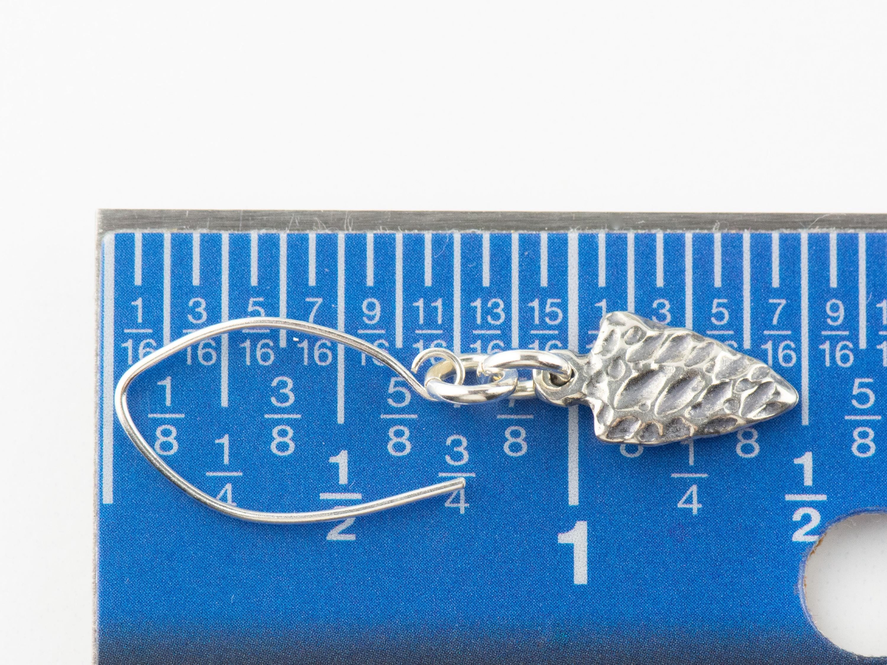Arrowhead .925 Sterling Silver Charm Earrings • Boho Minimalist Jewelry • Hypoallergenic Hill Tribe Fine Silver Ear Wires • Cute Earrings