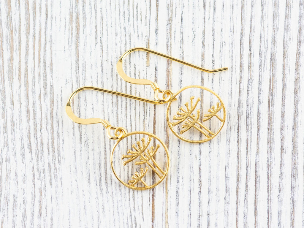 Queen Anne's Lace Vermeil Floral Earrings • Nature Inspired Lightweight Dainty Earrings • Gold Sterling SIlver .925 Minimalist Jewelry