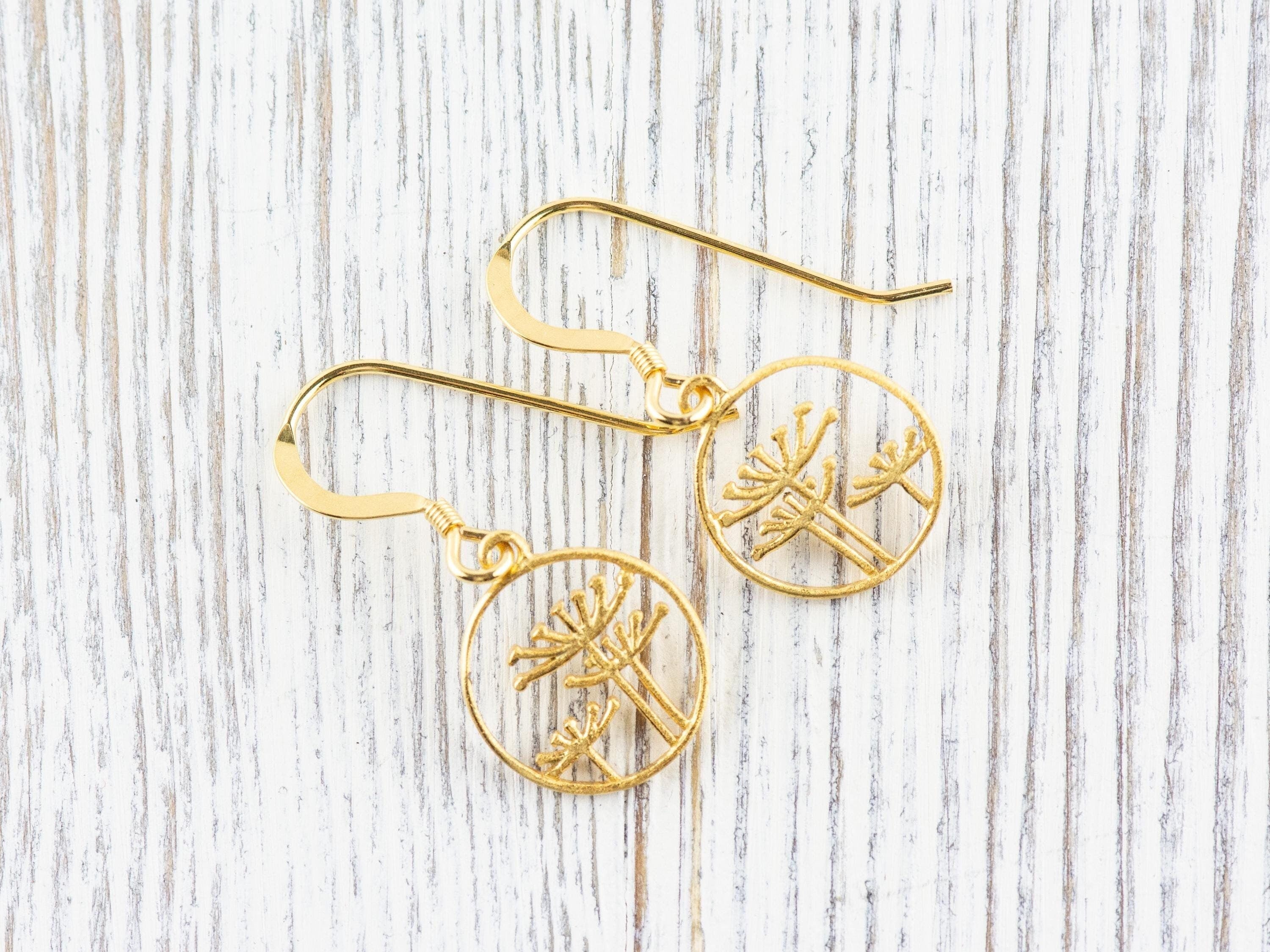Queen Anne's Lace Vermeil Floral Earrings • Nature Inspired Lightweight Dainty Earrings • Gold Sterling SIlver .925 Minimalist Jewelry