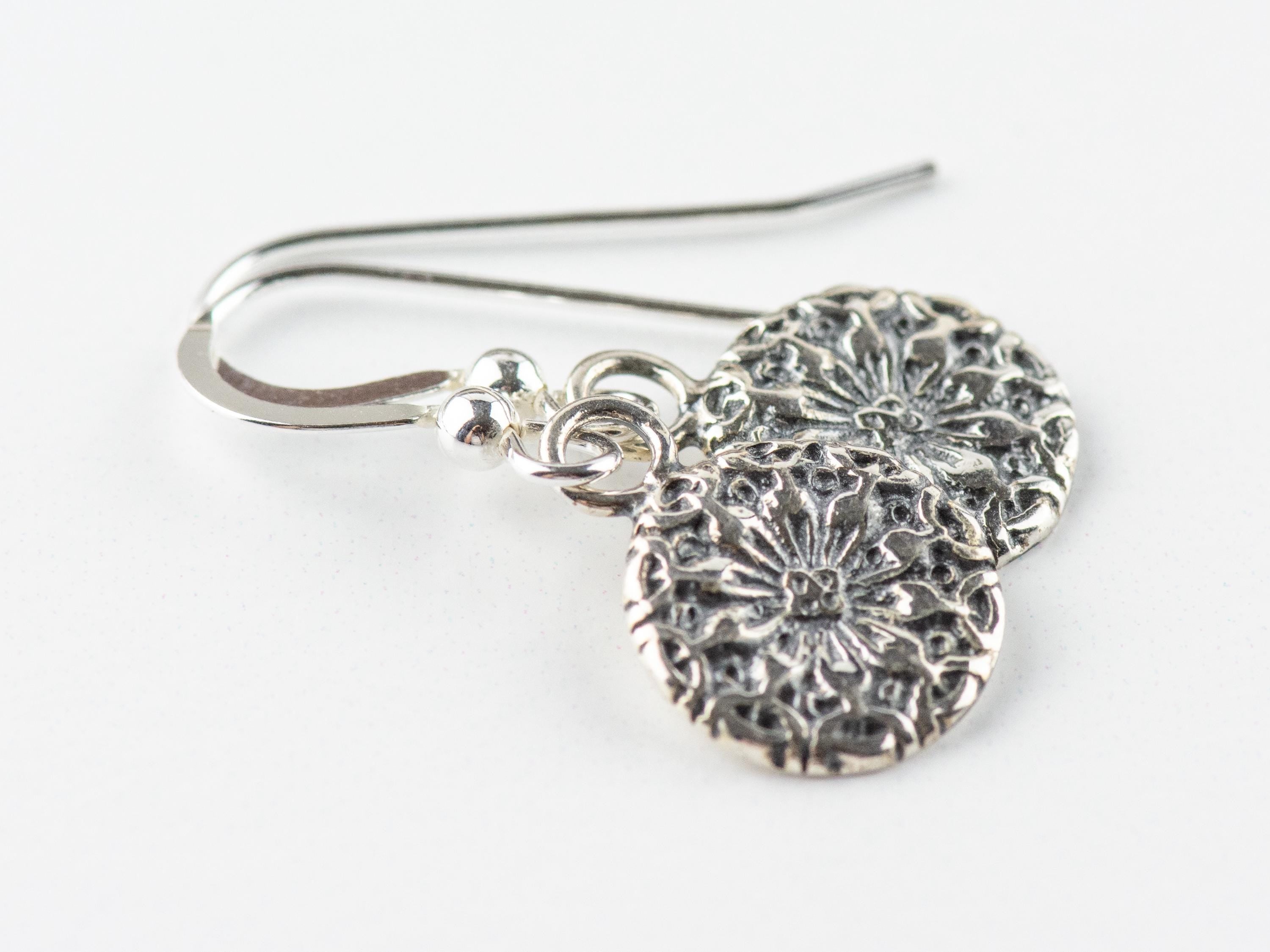 Sunflower Charm Sterling Silver Flower Earrings • Nature Themed Boho Minimalist Jewelry • Hypoallergenic Shiny .925 Cute Dainty Earrings