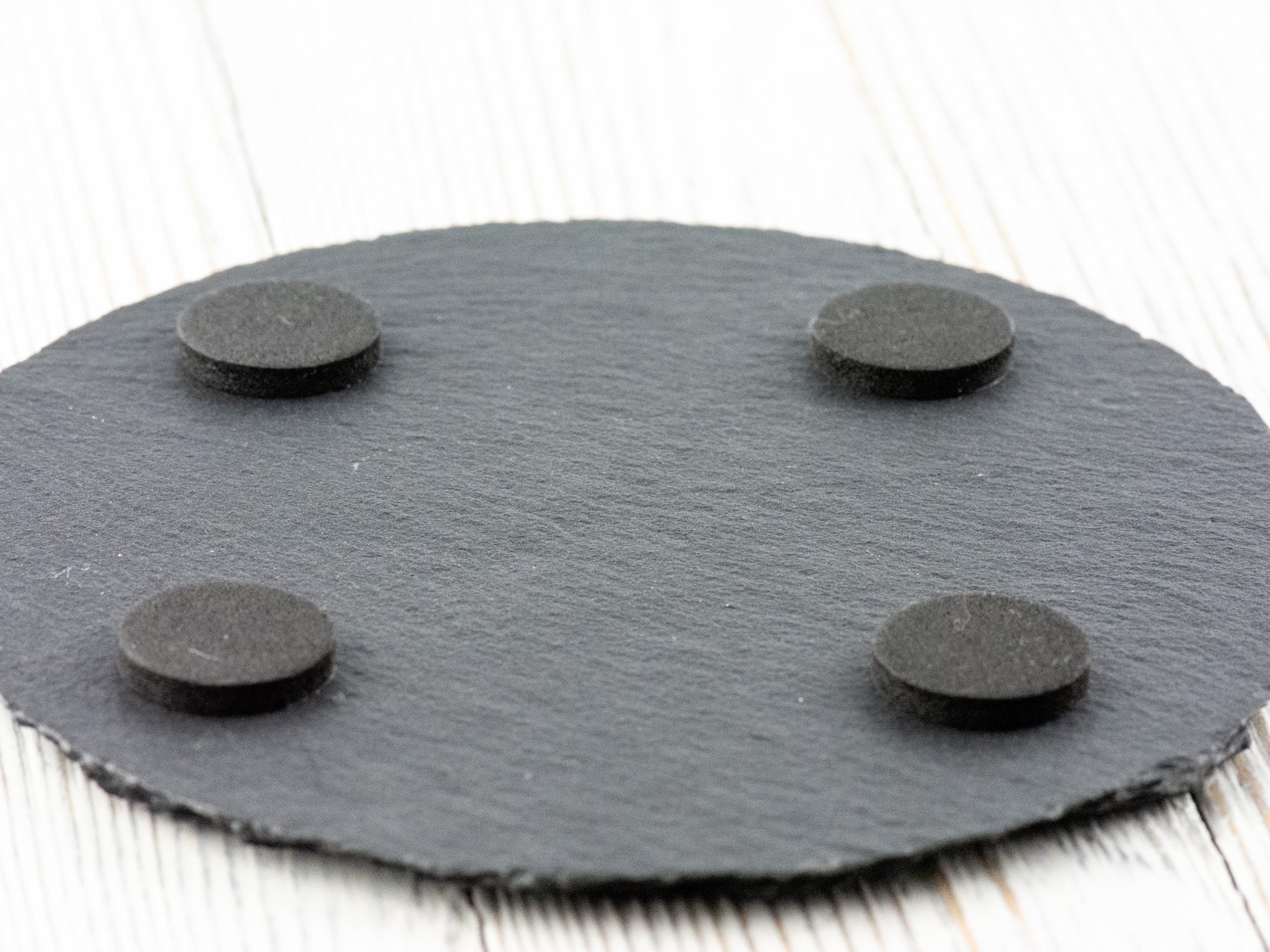 Floral Bumble Bee #2 Black Slate Round Coaster • Laser-Engraved Rustic Barware