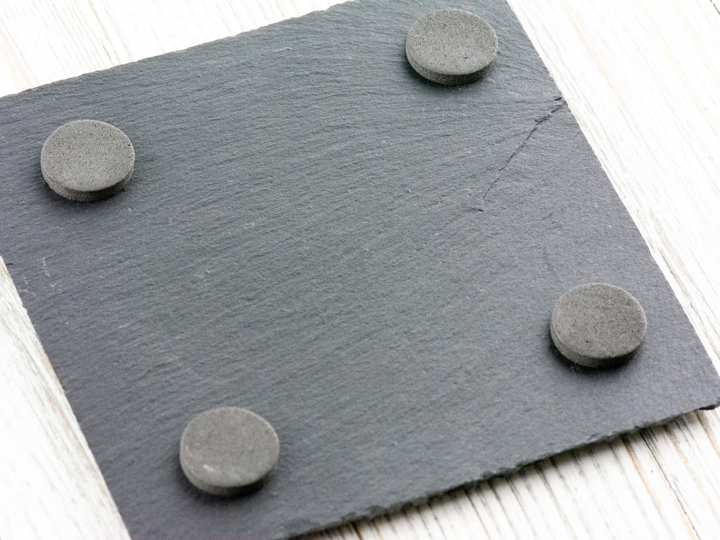 Laser Engraved Butterfly #2 Black Slate Square Coaster • Rustic Barware
