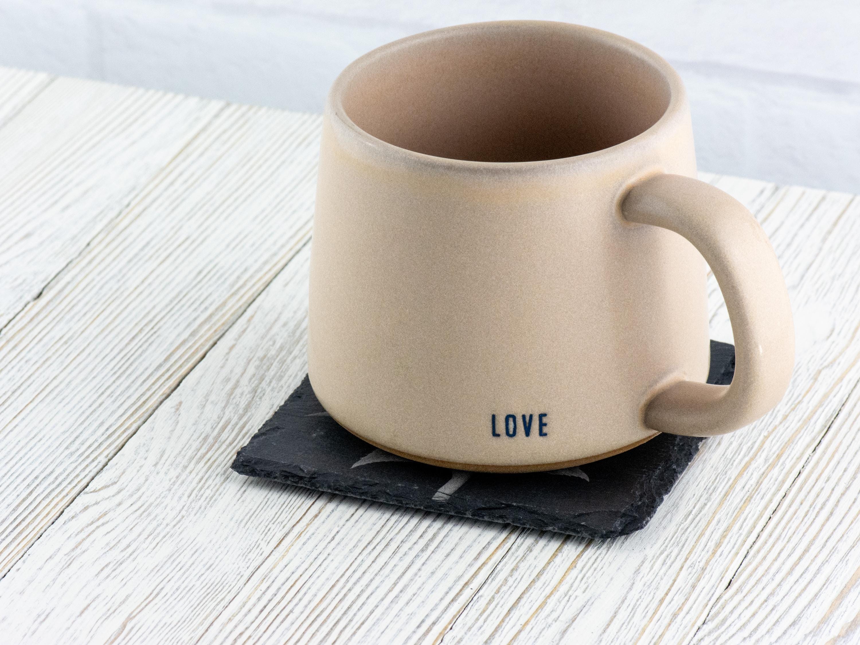 Laser Engraved Dandelion Black Slate Square Coaster • Rustic Barware