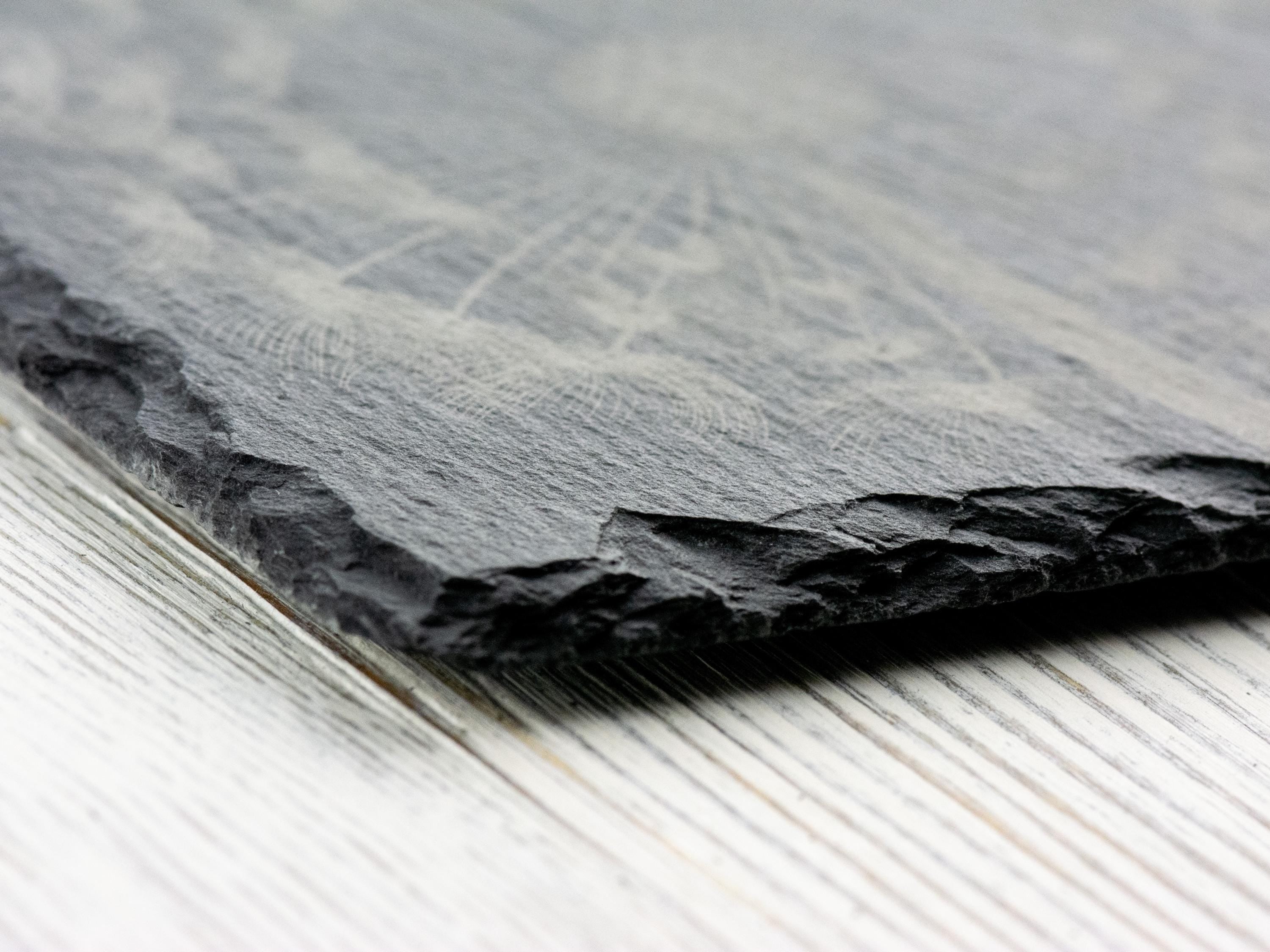 Laser Engraved Dandelion Black Slate Square Coaster • Rustic Barware