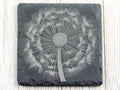 Laser Engraved Dandelion Black Slate Square Coaster • Rustic Barware