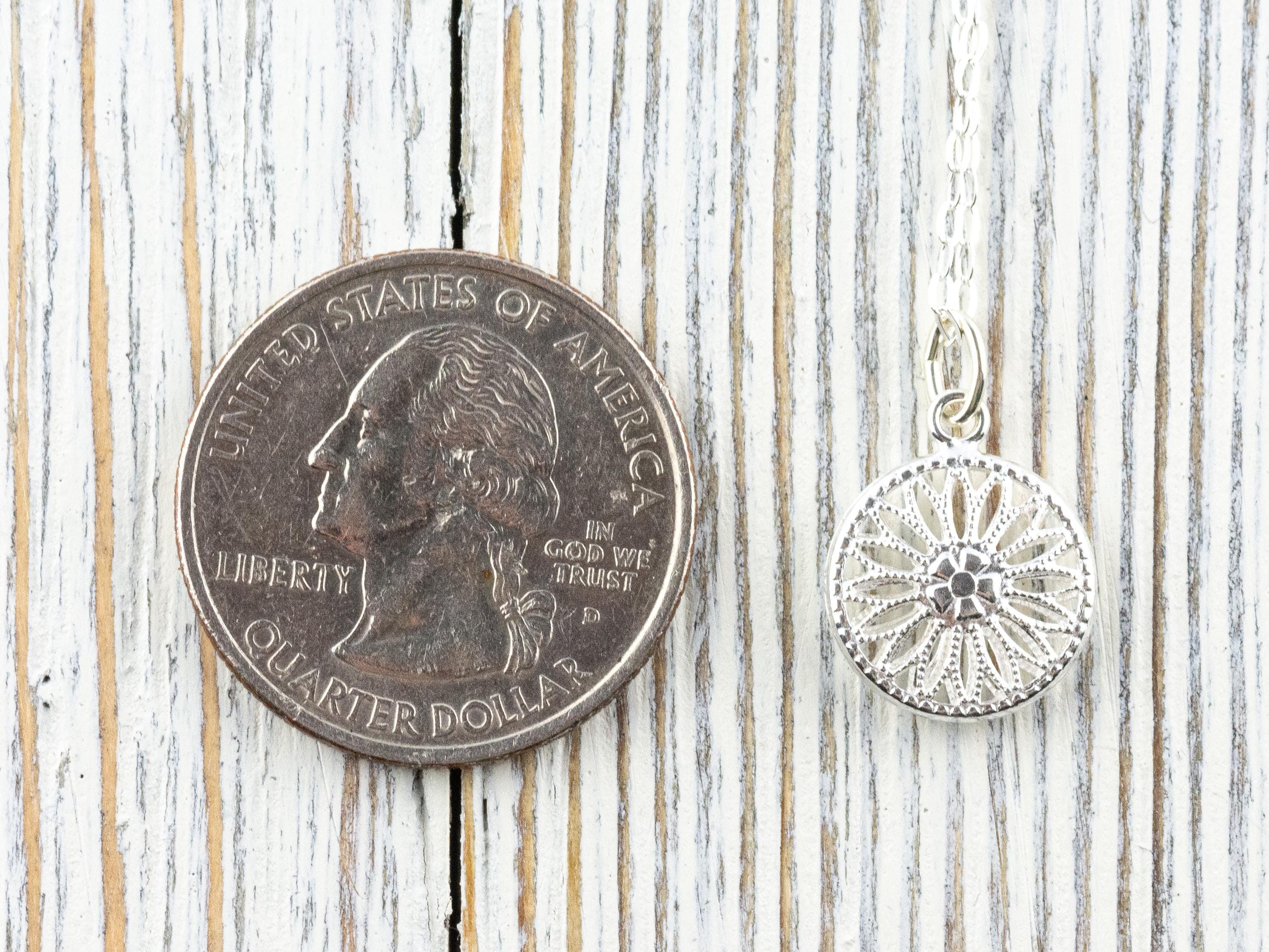 Sterling Silver Puffed Flower Pendant Necklace • Simple Dainty Minimalist Necklace • Best .925 Jewelry Gift for Her • Floral Necklace