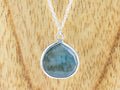 Sterling Silver Labradorite Teardrop Pendant Necklace • Simple Minimalist Necklace • Best .925 Jewelry Gift for Her • Gemstone Jewelry