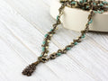 Earth Tone Seed Bead Boho Necklace • Long Brass Chain Tassel Necklace • Nature Inspired Handmade Bohemian Jewelry • Unique Necklace