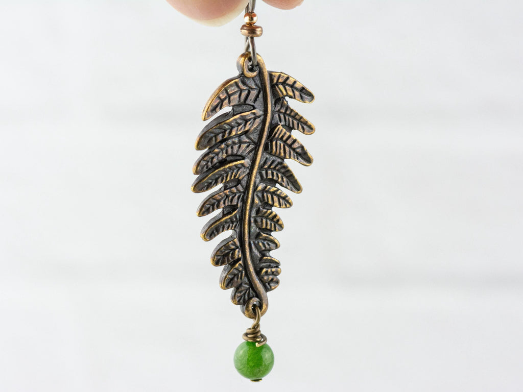 Fern Green Chalcedony Dangle Earrings • Nature-Themed Boho Jewelry • Lead-Free Pewter Earthy Drop Earrings • Unique Earrings • Handmade Gift