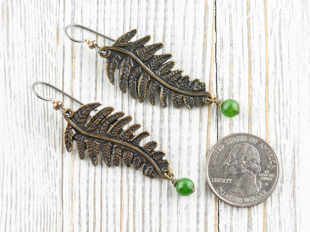 Fern Green Chalcedony Dangle Earrings • Nature-Themed Boho Jewelry • Lead-Free Pewter Earthy Drop Earrings • Unique Earrings • Handmade Gift