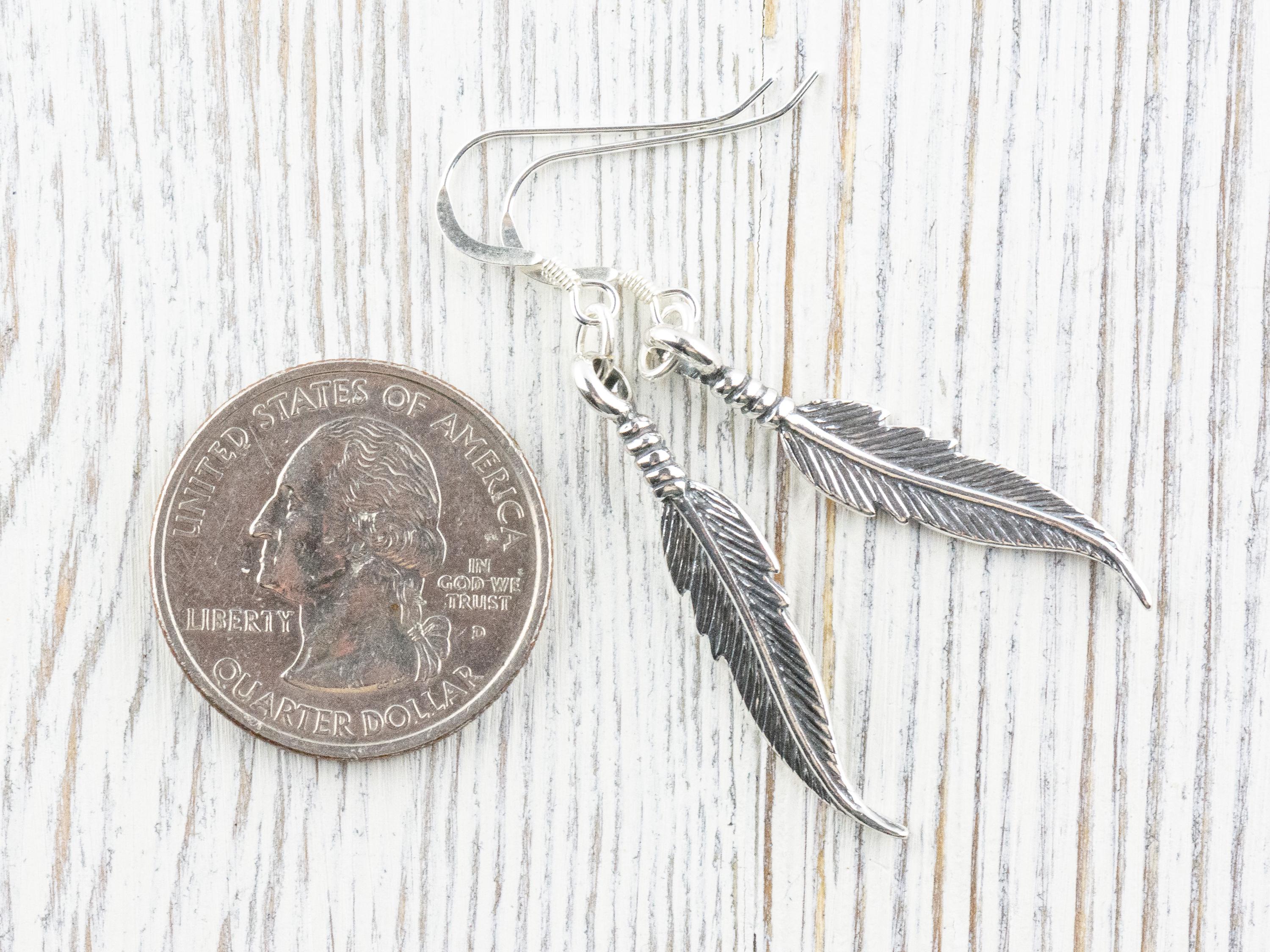 Feather .925 Sterling Silver Earrings • Nature-Themed Boho Minimalist Jewelry • Hypoallergenic Cute Dainty Drop Earrings